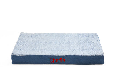 FoamOh! Wag-Oh! - Faux Fur Small / Denim FoamOh Pet Bed - Faux Fur